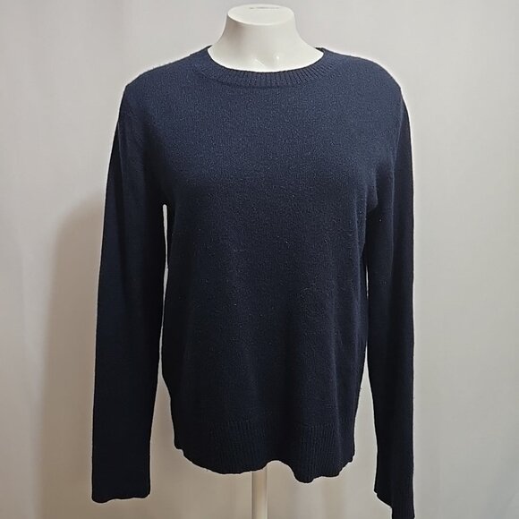 Ines De La Fressange Uniqlo 100% Cashmere Sweater Women Size Large Navy Blue - Picture 1 of 10